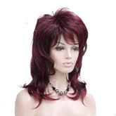 Anellace Layered Natural Hair Wig with Bangs - Premium Synthetic Fiber